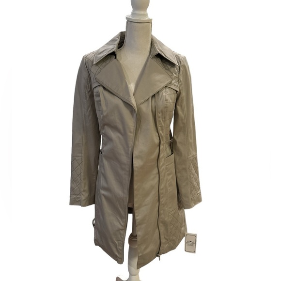 Black Noir NWT Multi Quilt Detail Stone Trench Coat Siize Small